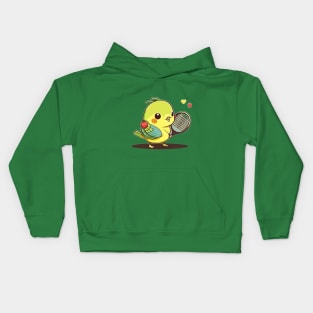 kawaiii cute parrot playing tennis Kids Hoodie